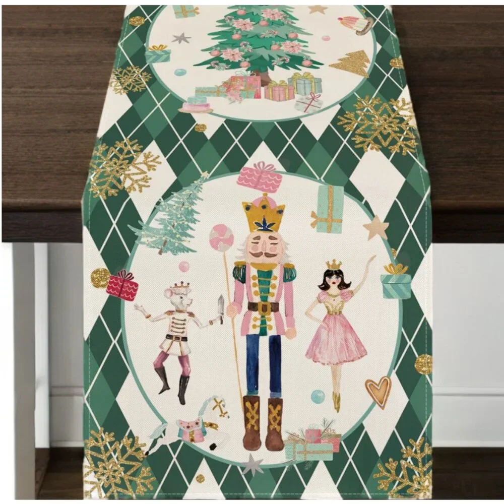Nutcracker Table Runner Christmas Decor Xmas Holiday Decoration Decorative Cloth